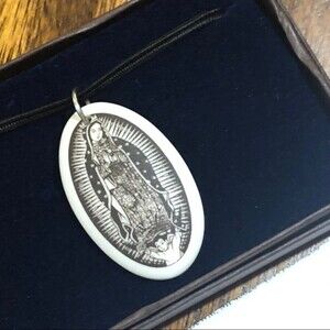 Our Lady Of Guadalupe Clay Pendant Necklace